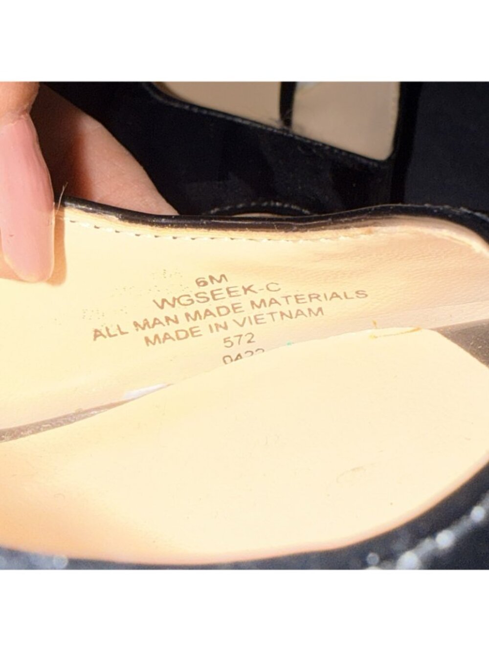 Guess WGSEEK-C Black Patent Peep Toe Slingback Platform Pumps Size 6M - Picture 6 of 6